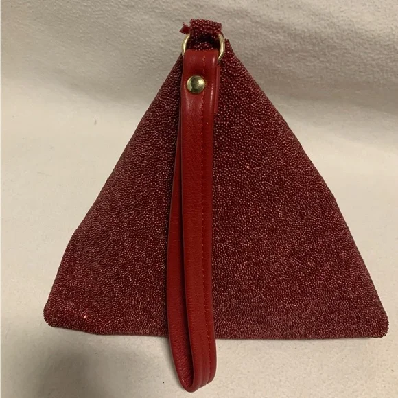 Kemestry Beaded Evening Bag Red Triangle Clutch Purse USA Elegant Holiday Party - Picture 7 of 11